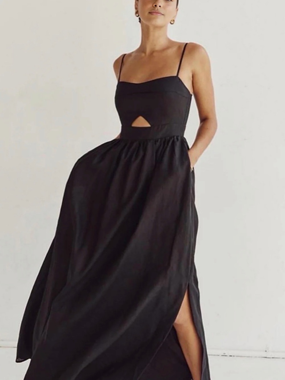 Commense Black Maxi Dress with Cutout - Picture 3 of 11